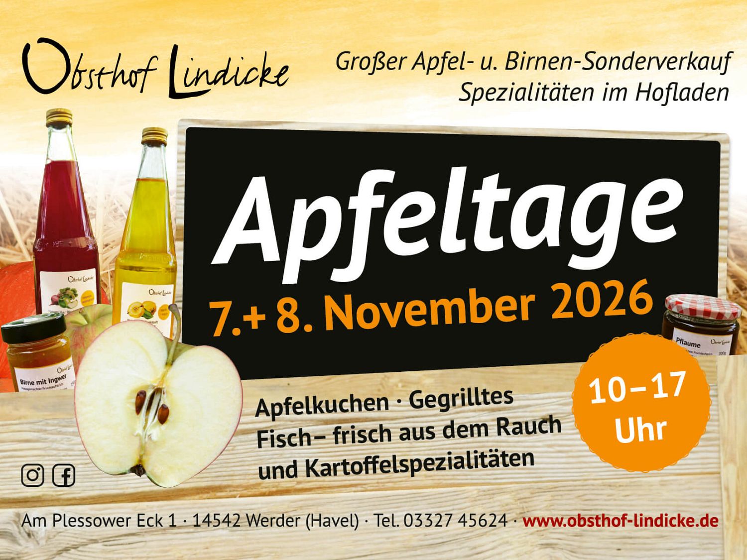 Apfeltage 2026-Flyer vom Obsthof Lindicke